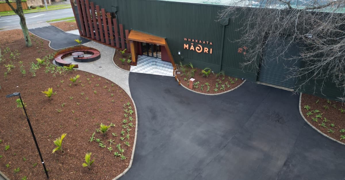 Completed asphalt and concrete paths at a commercial property in Auckland - Bromley Group