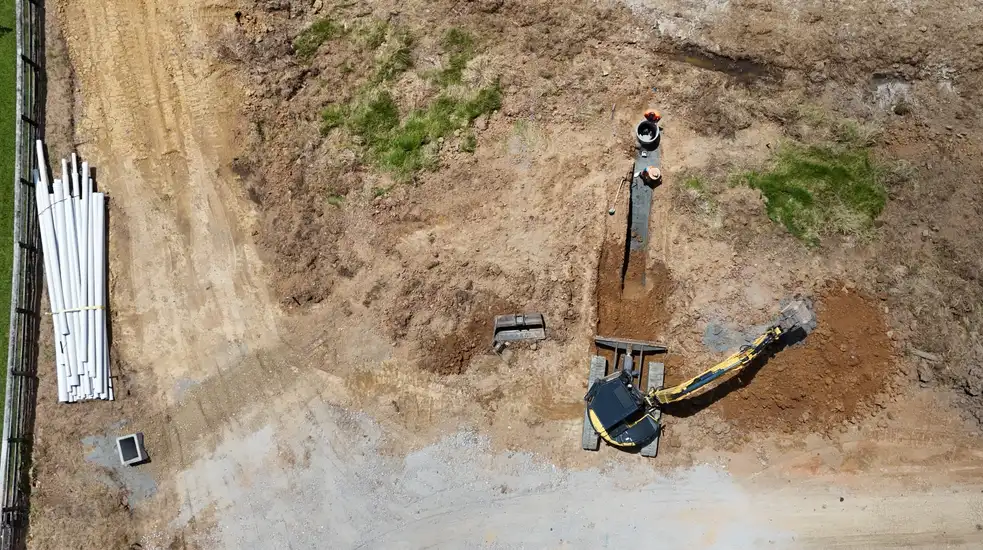 Drainage pipe excavation and installation on an Auckland site - Bromley Group