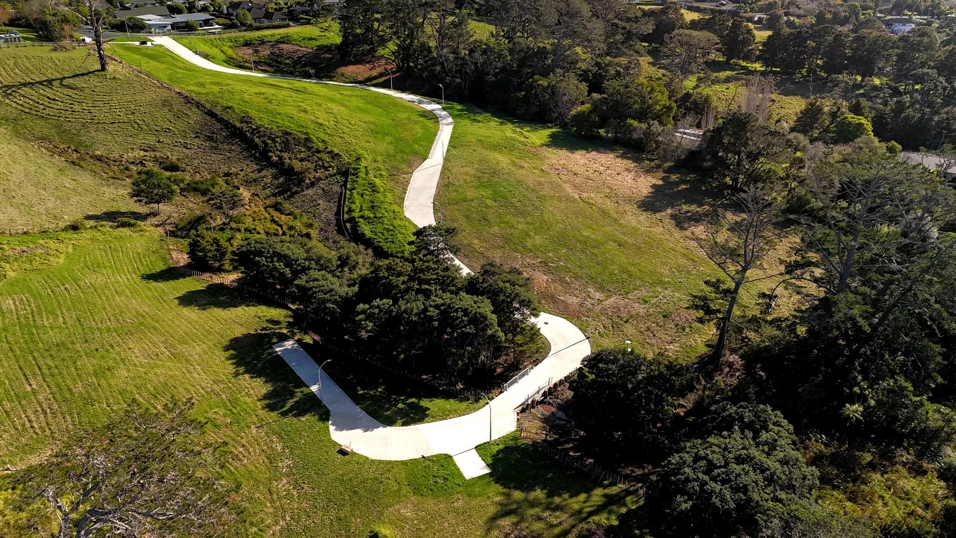 Aerial view of multi-lot residential subdivision civil works, Auckland's northwest